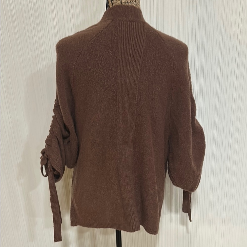 Lucky Brand Chocolate Brown Open-Front Cardigan Tie Sleeves - Picture 10 of 11